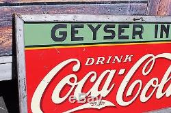 1936 Original Coca-Cola Geyser Inn Tin Mounted Advertising Coke Sign
