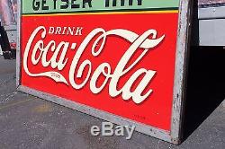 1936 Original Coca-Cola Geyser Inn Tin Mounted Advertising Coke Sign