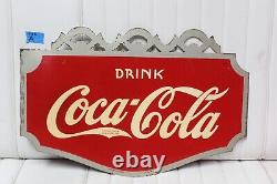 1937 Coca-Cola Double Sided Tin Advertising Flange Sign by AAW