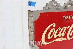 1937 Coca-Cola Double Sided Tin Advertising Flange Sign by AAW