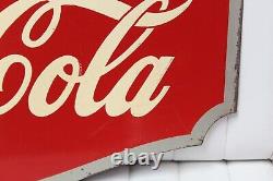 1937 Coca-Cola Double Sided Tin Advertising Flange Sign by AAW