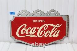 1937 Coca-Cola Double Sided Tin Advertising Flange Sign by AAW