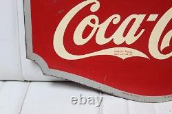 1937 Coca-Cola Double Sided Tin Advertising Flange Sign by AAW