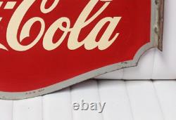 1937 Coca-Cola Double Sided Tin Advertising Flange Sign by AAW