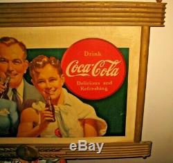 1937 Coca Cola Its A Family Affair Cardboard Sign in a KAY Wood Frame Awesome