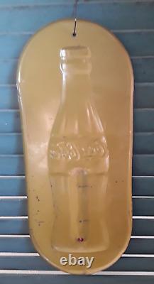 1938 Coca Cola Anniversary Thermometer Sign with Embossed Christmas Bottle Dated