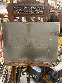 1938 Coca-Cola COKE Yellow Dot Metal Sign 27 x 19 Embossed Lettering SODA GAS