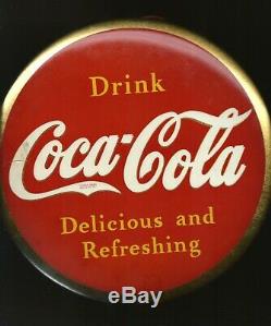 1938 Coca Cola Celluloid Rare Button Sign Delicious and Refreshing Original