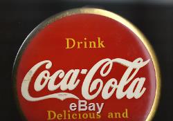 1938 Coca Cola Celluloid Rare Button Sign Delicious and Refreshing Original