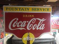 1938 Coca Cola DSP Hanging Sign withboth yellow porcelain buttons