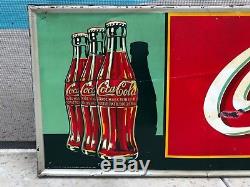 1938 Large Coca Cola Embossed Tin Sign American Art Works 54 X 18