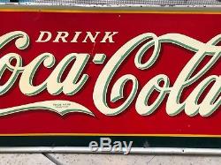 1938 Large Coca Cola Embossed Tin Sign American Art Works 54 X 18