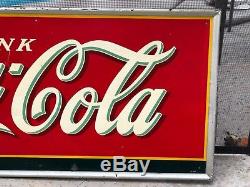 1938 Large Coca Cola Embossed Tin Sign American Art Works 54 X 18
