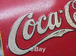 1938's Early Vintage Coca Cola Tin Metal Store Sidewalk Soda Fountain Sign