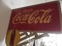 1939 Coca Cola Flange Sign. 24.5inx20.5in. Clean
