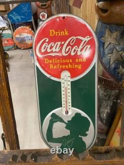 1939 Coca-Cola Original Thermometer Sign GAS OIL SODA-Mint! Great Condition