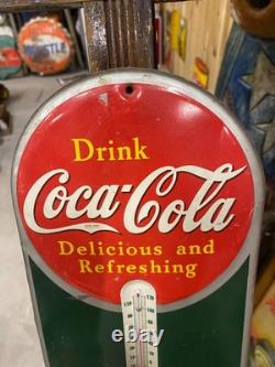 1939 Coca-Cola Original Thermometer Sign GAS OIL SODA-Mint! Great Condition