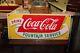 1940-50s Drink Coca Cola Fountain Service Coke Porcelain Advertising Sign NOS