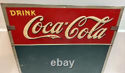 1940 American Art Works Embossed Coca-Cola Chalkboard Advertising Sign Original
