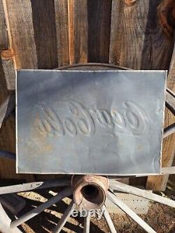 1940 Coca Cola Old Metal Tin Sign Yellow Dot Vintage Coke Fountain Soda Embossed