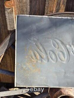 1940 Coca Cola Old Metal Tin Sign Yellow Dot Vintage Coke Fountain Soda Embossed