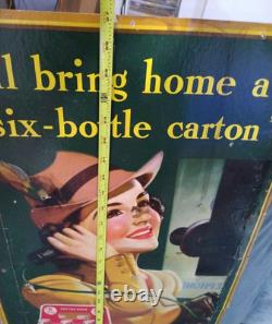 1940 Coca Cola Six Bottle Carton Cardboard Sign