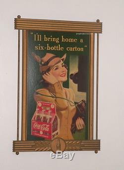 1940 Coca-Cola Telephone Girl Kay Display Wood Framed Cardboard Poster Sign