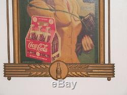 1940 Coca-Cola Telephone Girl Kay Display Wood Framed Cardboard Poster Sign