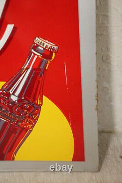 1940 Original Vintage Embossed Coca Cola Tin Sign 19.5 x 27