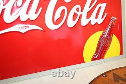 1940 Original Vintage Embossed Coca Cola Tin Sign 19.5 x 27