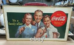 1940 coca cola lithograph it's a family affair Cardboard Sign Advertisement B
