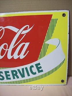 1940'sCOCA-COLAFOUNTAIN SERVICEPORCELAIN ADVERTISING SIGN28x12EXCELLENT