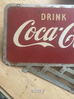 1940'sCoca ColaCoke YELLOW DOTFlange 2-Sided! Metal Sign FREE SHIPPING