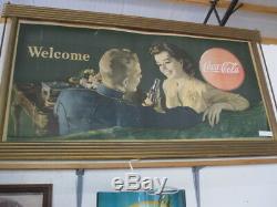 1940's Coca Cola Advertising Cardboard Sign WWll Serviceman And Lady Friend