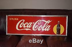 1940's Coca Cola Yellow Dot Metal Sign by Evans-Glenn Co. Marietta, GA