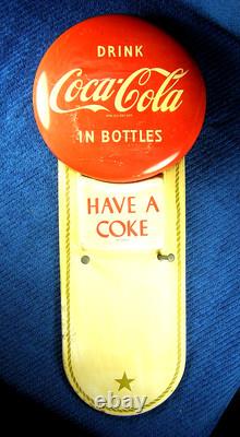 1940s-50s COCA COLA Button Calendar Holder Sign Drink In Bottles