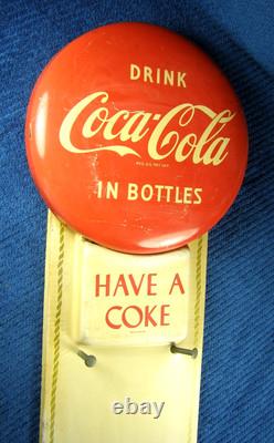 1940s-50s COCA COLA Button Calendar Holder Sign Drink In Bottles