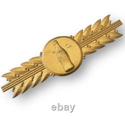 1940s Coca-Cola Bottle Emblem Gold Leaf Tin Sign Coke Button Kay Frame Art Deco