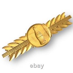 1940s Coca-Cola Bottle Emblem Gold Leaf Tin Sign Coke Button Kay Frame Art Deco