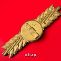 1940s Coca-Cola Bottle Emblem Gold Leaf Tin Sign Coke Button Kay Frame Art Deco