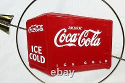 1940s Coca-Cola Gold Arrow Sign with Ice Chest Advertising Restored