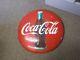 1940s Coca Cola Metal Button or Sign 24 inch with Bottle