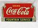 1940s Drink Coca Cola Fountain Service Die-Cut Coke Advertising Sign Masonite