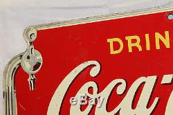 1940s Drink Coca Cola Fountain Service Die-Cut Coke Advertising Sign Masonite