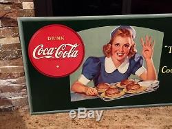 1940s Original Coca Cola Cardboard Sign NM++ A Stunning Beauty