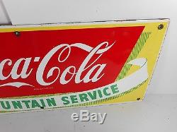 1940s Porcelain Coca-Cola Fountain Service Sign 28 x 12 very good condition