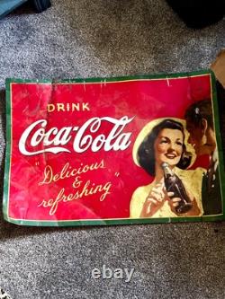 1940s rare Vintage Coca Cola Metal Sign 19x27
