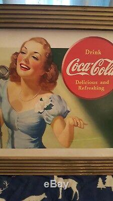 1941 Coca Cola Cardboard Sign Entertain Your Thirst Includes Original Kay Frame