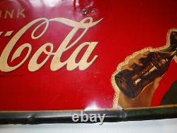 1941 Coca Cola Sign Pretty Lady Rare Size 33 x12