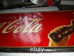 1941 Coca Cola Sign Pretty Lady Rare Size 33 x12